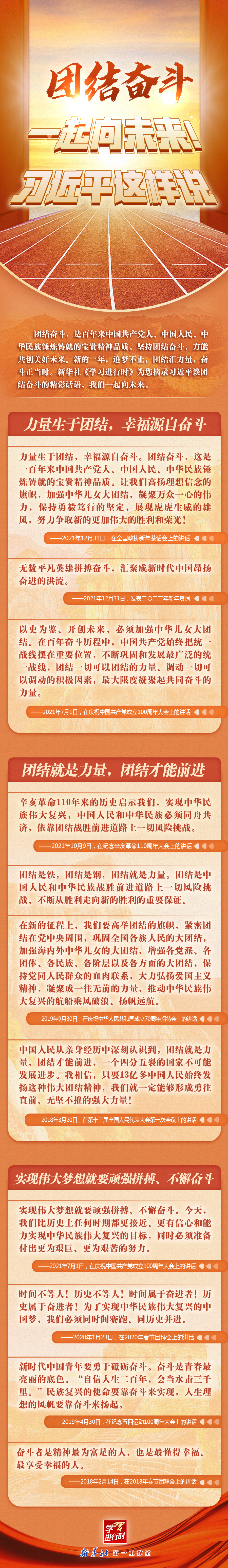 學(xué)習(xí)進行時丨團結(jié)奮斗，一起向未來！習(xí)近平這樣說