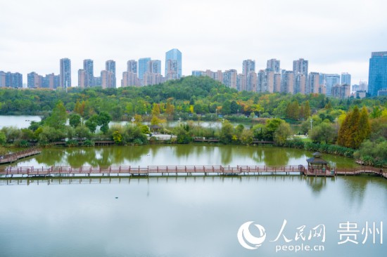 秋日時節(jié)，觀山湖公園景色美不勝收。人民網(wǎng) 陽茜攝