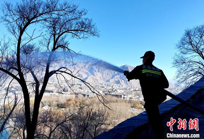 12月6日，布達(dá)拉宮消防救援大隊(duì)在布達(dá)拉宮山體林草區(qū)域開展?jié)窕ぷ?。　劉?攝