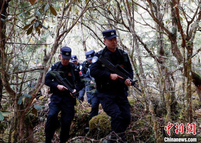 山南邊境管理支隊玉麥邊境派出所民警在邊境原始森林里開展邊境巡邏?！∴嶇?攝