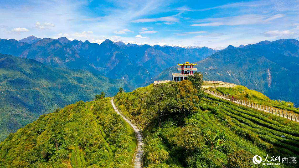 無人機(jī)航拍墨脫縣格林村蓮花觀景臺(tái)。人民網(wǎng)記者 次仁羅布攝